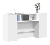 Zentexion Comptoir de réception blanc 180 x 50 x 103,5 cm en bois avec espace de rangement pour bureaux, hôtels, cabinets médicaux et salons de beauté - Polyvalent, stable, facile à monter