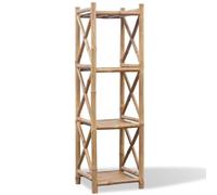 Zentexion Étagère carrée à 4 niveaux en bambou, séparateur de pièce peu encombrant pour salon, bureau, couloir, étagère de rangement durable, étagère murale pour livres, dossiers, plantes, efficace
