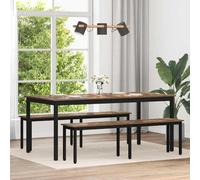 Zentexion Table à manger rectangulaire 180 x 90 cm en bois avec cadre en métal noir pour salle à manger, cuisine, salon, table stable pour repas et réunions conviviales