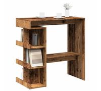 Zentexion Table de bar avec étagère aspect bois vieilli - 100 x 48 x 101,5 cm - En bois robuste - Table à manger peu encombrante pour cuisine, salon, famille, dîner, avec étagères, pliable, durable