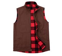 ZENTHACE Gilet de travail décontracté réversible à fermeture éclair intégrale pour homme, café, Medium