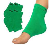 ZenToes Lot de 2 paires de chaussettes hydratantes pour talons sans orteils avec doublure en gel pour guérir et traiter les talons secs et craquelés pendant que vous dormez (standard, vert)