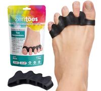 ZenToes Séparateurs d'orteils en silicone pour un alignement correct des orteils, soulagement de l'oignon, redresseur d'orteil marteau, correcteur orthopédique en gel - 1 paire (noir)