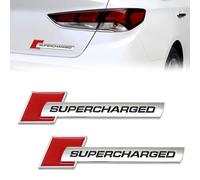 ZeNtoy 2pcs MéTal SUPERCHARGED Logo Badge Voiture Badge Premium Voiture Badge Coffre ArrièRe Autocollant LatéRal Fender Autocollant,Argent