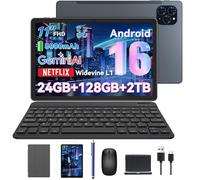 Zenva T90 Tablette 11"" Android 16 - 24 Go RAM (8+16), 128 Go ROM, SD jusqu'à 2 To, 8000 mAh, clavier+stylet+souris