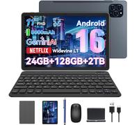 Zenva T90 Tablette 11"" Android 16 - 24 Go RAM (8+16), 128 Go ROM, SD jusqu'à 2 To, 8000 mAh, clavier+stylet+souris