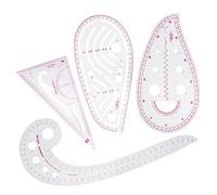 ZENVALY Couture Règle, 4 Pièces Règle Métrique Française, Transparente Règle de Mesure de Courbe Outils de Couture en Plastique, pour Modèle de Dessin Outil Sur Mesure pour Vêtements de Bricolage