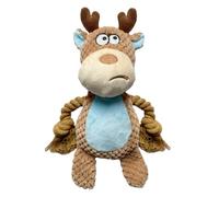 ZENVALY Jouet de prédilection pour Chien, en Peluche pour Tirer & Fétcher, Indestructible avec Papier Crépitant, Interactif et Stable, Parfait pour Chiots, Chiens Petits et Moyens, Élan