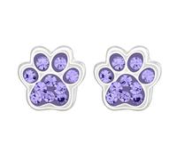 Zenvie Boucles d'oreilles à tige en argent sterling avec motif empreintes de pattes avec cristal - Boîte cadeau - 7 mm x 6 mm, 7mm, Argent sterling, Pas de gemme