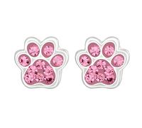 Zenvie Boucles d'oreilles à tige en argent sterling avec motif empreintes de pattes avec cristal - Boîte cadeau - 7 mm x 6 mm, 7mm, Argent sterling, Pas de gemme