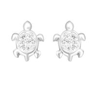 Zenvie Boucles d'oreilles à tige en forme de tortue en argent sterling avec cristaux ou pierres Aqua Bohemica 10 mm x 9 mm Coffret cadeau inclus, 7mm, Argent sterling, Pas de gemme