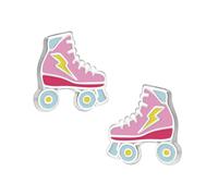 Zenvie Boucles d'oreilles Clous Patins à roulettes roses en Argent Sterling avec boîte cadeau - 9 x 9 mm
