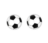 Zenvie Boucles d'oreilles Football avec boîte cadeau - 8 x 8 mm - Argent sterling noir et blanc sports