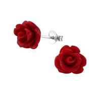 Zenvie Boucles d'oreilles Rose - Rouge, Argent Sterling, 1 cm, boîte cadeau Fleur Romantique