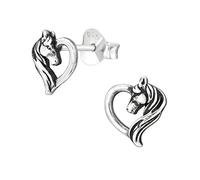 Zenvie Puces cheval dans un cœur, argent sterling 925