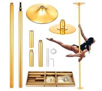 ZENVOKE Barre de pole dance pour intérieur - 45 mm - Statique et rotative - Hauteur réglable de 216 à 279 cm - Portable et amovible - Doré