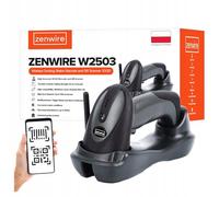 Zenwire W2503 Scanner de codes-barres sans fil 1D/2D/QR avec station de charge - Port USB - Portée de 400 m - Scan automatique et manuel - Compatible avec Windows, Mac, Linux