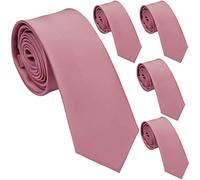 ZENXUS Cravate fine pour homme, couleur unie, 6,3 cm, lot de 1 ou 5 cravates unies, 34 Rose poudrée, Mince