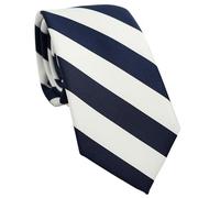 ZENXUS Cravates à rayures pour hommes, cravates régulières de 7,6 cm avec rayures, Bleu marine et blanc, régulier
