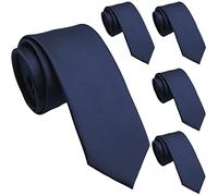 ZENXUS Cravates fines pour hommes, cravates fines de couleur unie de 6,3 cm, 17 Bleu marine foncé, Skinny