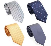 ZENXUS Lot de 4 cravates extra longues pour hommes, grandes et grandes, 160 ou 177,8 cm de long, Gris/bleu/orange doré, 178 cm-XXL