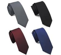 ZENXUS Lot de 4 cravates fines solides pour homme, 6,3 cm - -