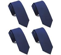 ZENXUS Lot de 4 cravates fines unies pour homme, 6,3 cm, Narrow