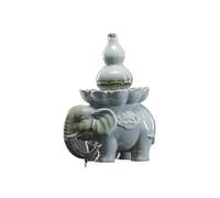 ZENY896V Fontaine d’Intérieur Fontaine de Table à Eau Style Chinois Ornement Courante en céramique éléphant Fontaine de Table(Blue)