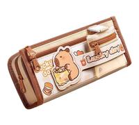 ZenyTra Capybara Trousse à crayons, à 5 étages, avec 20 autocollants et 2 carnets, organisateur d'écriture XXL pour l'école et le bureau, kit d'écriture Kawaii Kapibara, pour enfants et adultes