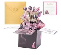 ZenyTra Carte d'anniversaire 3D pop-up - Design papillon - Pour femme (16, 18, 20, 30, 50, 60), cadeau pour petite amie, épouse, fille, sœur et petite amie - Carte de vœux de qualité supérieure avec