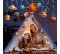 ZenyTra Décoration galaxie avec 10 planètes, mobile planète 3D pour plafond, décoration spatiale pour chambre d'enfant, décoration d'anniversaire, décoration de fête spatiale, modèle système solaire