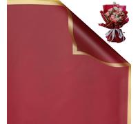 ZenyTra Lot de 20 feuilles de papier floral imperméable rouge foncé - Papier cadeau élégant avec ruban pour bouquets et fleuristes - Indéchirable et respectueux de l'environnement - Papier d'emballage