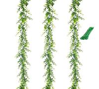 ZenyTra Lot de 3 guirlandes d'eucalyptus artificielles de 1,8 m avec 20 serre-câbles, décoration d'eucalyptus artificielle pour mariage, fête, jardin, salon, porte, décoration de mariage
