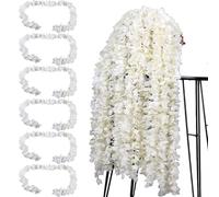 ZenyTra Lot de 6 guirlandes de fleurs Yanglan blanches de 100 cm | Fleurs artificielles en soie pour mariage, jardin et décoration de maison | Guirlande de fleurs artificielles résistantes aux