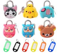 ZenyTra Lot de 6 mini cadenas - 6 adorables cadenas de dessin animé avec 6 porte-clés colorés pour valise, casier, journal et emballage cadeau