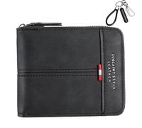 ZenyTra Portefeuille pour homme format paysage RFID noir | Portefeuille élégant en cuir avec rabat et 6 compartiments pour cartes | 12 x 9,5 x 2,5 cm | Avec porte-clés personnalisé avec chiffres