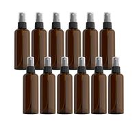 ZEOABSY 12 Pièces 100ml Vaporisateur Vide, Marron Petits Vaporisateur en Plastique, Flacon Spray Vide, Atomiseur Parfum, Bouteilles avec Pompe de Pulvérisation Noir de Voyage