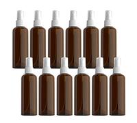 ZEOABSY 12 Pièces 100ml Vaporisateur Vide, Marron Petits Vaporisateur en Plastique, Flacon Spray Vide, Atomiseur Parfum, Bouteilles avec Pompe de Pulvérisation Noir de Voyage