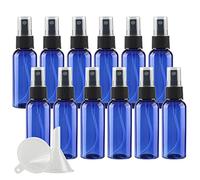 ZEOABSY 12 Pièces 50ml Vaporisateur Vide, Bleu Petits Vaporisateur en Plastique, Flacon Spray Vide, Atomiseur Parfum, Bouteilles avec Pompe de Pulvérisation Noir de Voyage