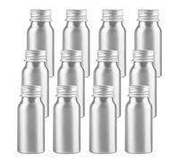 ZEOABSY 12 Pièces Argent Flacon Aluminium Vides 30 ML, Bouteille en Aluminium avec Bouchon en Aluminium Fileté Argent pour Cosmétique Shampooing Salle de Bains Hôtel Voyage Rechargeables