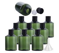 ZEOABSY 20 Pièces 50 ML Vert Bouteille en Plastique avec Bouchon Scellé à Vis Noir et Réducteur D'orifice, Vider Bouteille Ronde Épaule Plate pour Cosmétiques Liquides (UNSQUEEZABLE)
