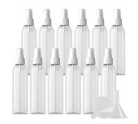 ZEOABSY 24 Pièce Vide 150ml Transparent Flacons Vaporisateur Avec Pulvérisateur Blanc, 150 ml Bouteille de Spray Parfum Rechargeable Flacon de Parfum pour le voyage à la maison + 3 x Entonnoir