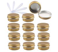 ZEOABSY 24 Pièces 10ml Pots en Aluminium Vide Or Petit Rond Cosmétiques Pot Conteneurs for Fait Main Bougies Crème Baume Voyage avec 6X Spatule