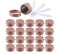 ZEOABSY 24 Pièces 5ml Pots en Aluminium Vide Rond Rose Mat Petit Cosmétiques Pot Conteneurs for Fait Main Bougies Crème Baume Voyage, 6X Spatule