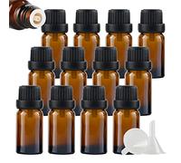 ZEOABSY 24 Pièces Flacon Aromathérapie 10ml en Verre Brun Ambré avec Bouchon Codigoutte Noir, Compte Gouttes Inviolable, Bouteilles en Verre D'huile Essentielle Vides Flacon de Voyage