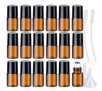 ZEOABSY 25 Pieces 2ml Marron Bouteilles à Rouler en Verre Flacon Roll-on d'huiles Essentielles avec des Billes à Rouleaux en Acier Inoxydable avec Bouchon Noir pour Aromathérapie Parfum