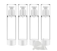 ZEOABSY 4 Pièce 100ml Flacon Airless Vaporisateur de Brume & 1 x Entonnoir, 100 ml Réutilisables Bouteille de Vaporisateurs à brume fine Voyage Plastique, Pulvérisateur liquide Contenant cosmétique