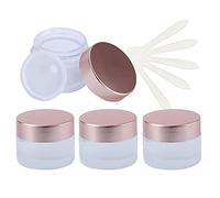 ZEOABSY 4 Pièce 15 ML baume à lèvres Lotion Verre de récipient avec Rose Couvercles, Mat Verre Cosmétique Bouteille Crèmes Pots, pour Aromathérapie Produits cosmétiques Baume À Levrès et Crème
