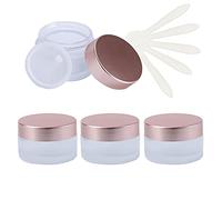 ZEOABSY 4 Pièce 20 ML baume à lèvres Lotion Verre de récipient avec Rose Couvercles, Mat Verre Cosmétique Bouteille Crèmes Pots, pour Aromathérapie Produits cosmétiques Baume À Levrès et Crème