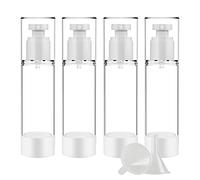 ZEOABSY 4 Pièce 80ml Flacon Airless Vaporisateur de Brume & 1 x Entonnoir, 80 ml Réutilisables Bouteille de Vaporisateurs à brume fine Voyage Plastique, Pulvérisateur liquide Contenant cosmétique